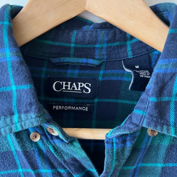 Chaps Casual Blue & Green Plaid Cotton Button Up Shirt M - Picture 2 of 8